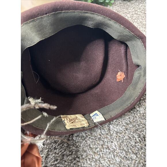 Early 1900’s Gage Brothers & Co Antique Tilt Hat Feathers Satin Velvet - Picture 10 of 16